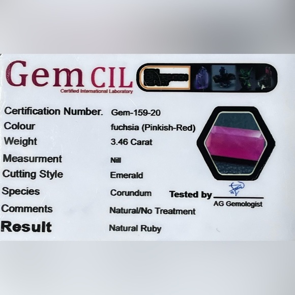 3.46 CT Natural Ruby Fuchsia Emerald Cut Loose Stone - Picture 3 of 3